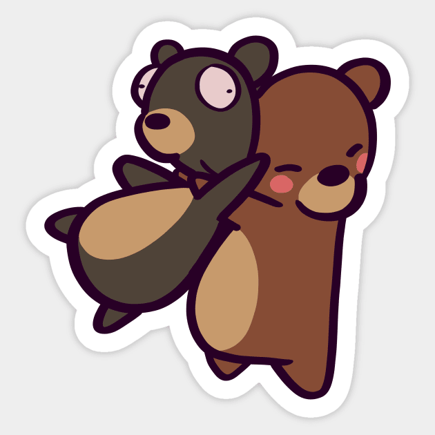 Brown Bear Hug Sticker by ThumboArtBumbo